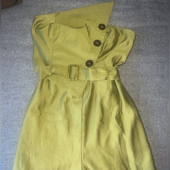 Chicways -Resort Lime One-Shoulder Belted Romper - Picture 4 of 4